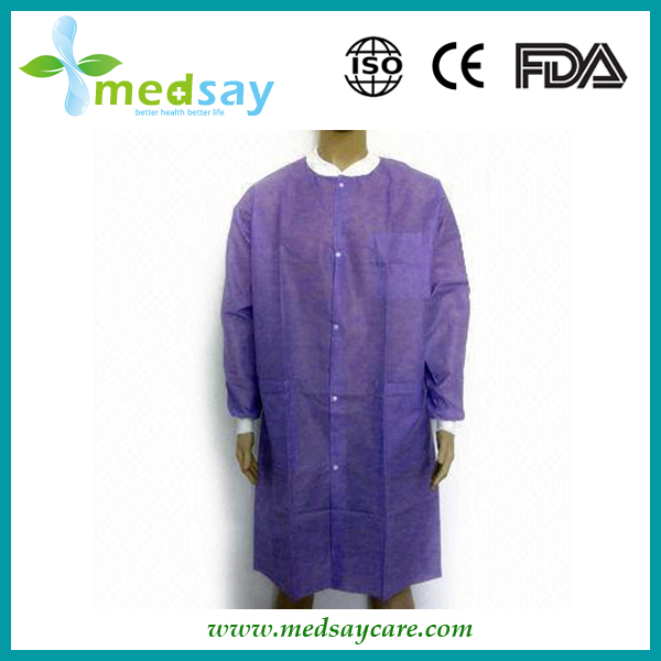 Lab coat with knitted collar & cuff