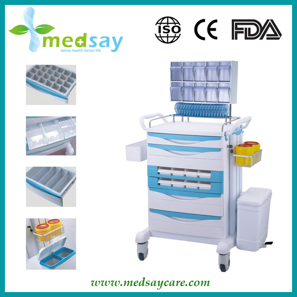 Plastic Medical Anesthesia Cart with castor